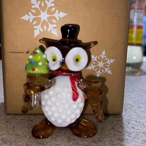 Pier 1 Holiday glass owl NIB